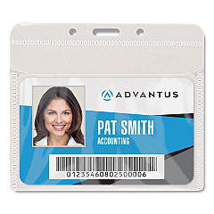 Advantus PVC-Free Badge Holders, Horizontal, Clear 4.5" x 4" Holder, 4.13" x 3.13" Insert, 50/Pack (75603)