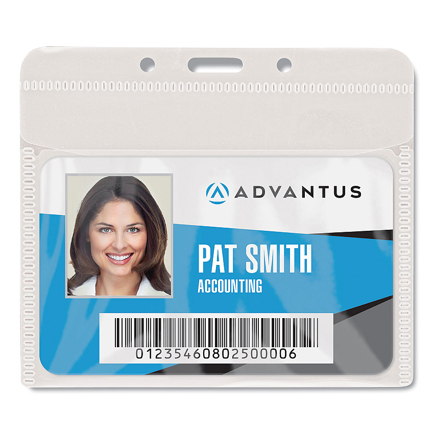 Advantus PVC-Free Badge Holders, Horizontal, Clear 4.5" x 4" Holder, 4.13" x 3.13" Insert, 50/Pack (75603)