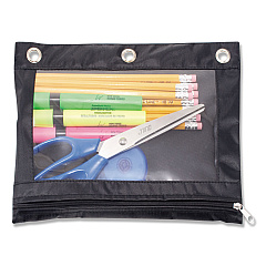 Advantus Binder Pencil Pouch, 10 x 7 3/8, Black/Clear (67024)