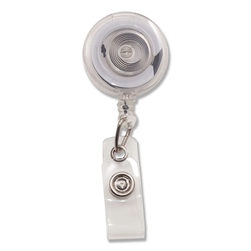 Advantus Translucent Retractable ID Card Reel, 30" Extension, Clear, 12/Pack (75473)
