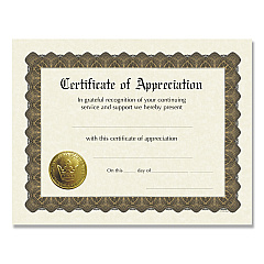 Great Papers! Ready-to-Use Certificates, Appreciation, 11 x 8.5, Ivory/Brown/Gold Colors with Brown Border, 6/Pack (930000)