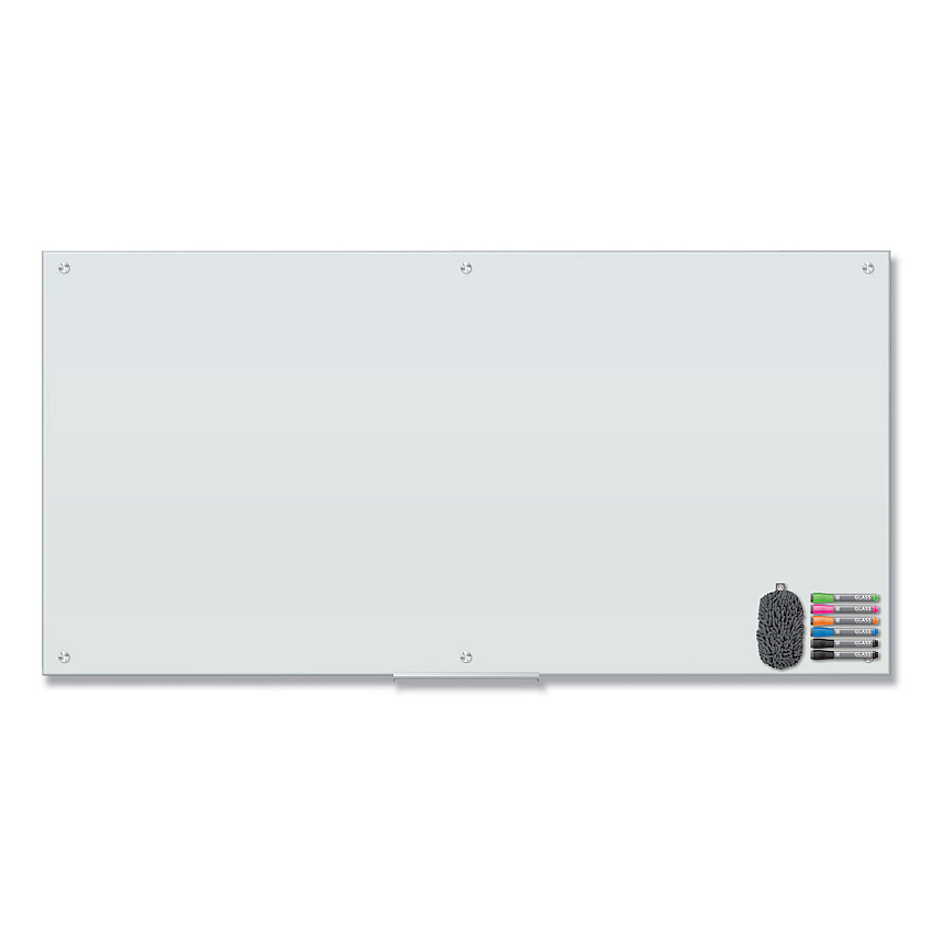 U Brands Magnetic Glass Dry Erase Board Value Pack, 72 x 36, White (3973U0001)