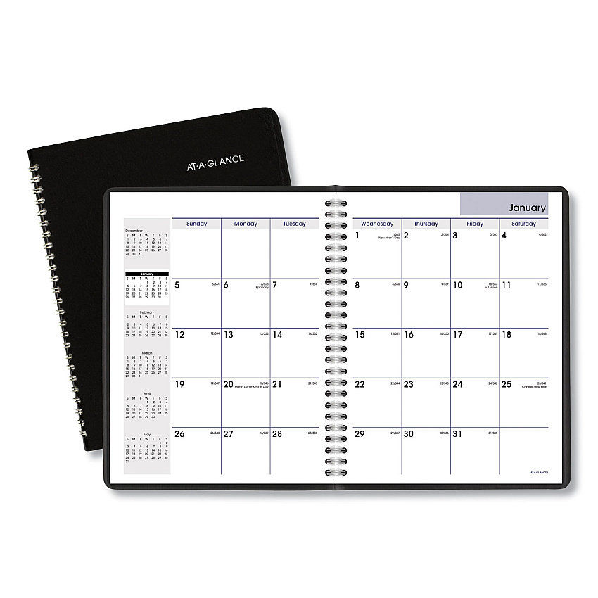 AT-A-GLANCE DayMinder Monthly Planner with Notes Column, Ruled Blocks, 8.75 x 7, Black Cover, 12-Month (Jan to Dec): 2023 (G40000)