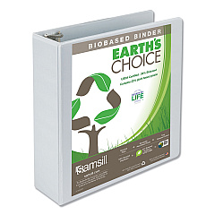 Samsill Earth's Choice Biobased Round Ring View Binder, 3 Rings, 3" Capacity, 11 x 8.5, White (18987)