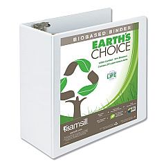 Samsill Earth's Choice Biobased Round Ring View Binder, 3 Rings, 5" Capacity, 11 x 8.5, White (18907)
