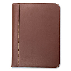 Samsill Contrast Stitch Leather Padfolio, 8 1/2 x 11, Leather, Tan (71716)