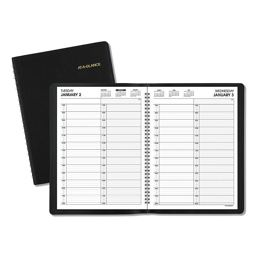 AT-A-GLANCE Two-Person Group Daily Appointment Book, 11 x 8, Black Cover, 12-Month (Jan to Dec): 2023 (7022205)