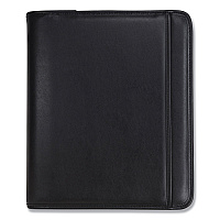 Samsill Professional Zippered Pad Holder/Ring Binder, Pockets, Writing Pad, Vinyl Black (15650)