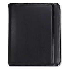 Samsill Professional Zippered Pad Holder/Ring Binder, Pockets, Writing Pad, Vinyl Black (15650)