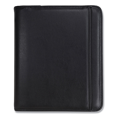 Samsill Professional Zippered Pad Holder/Ring Binder, Pockets, Writing Pad, Vinyl Black (15650)