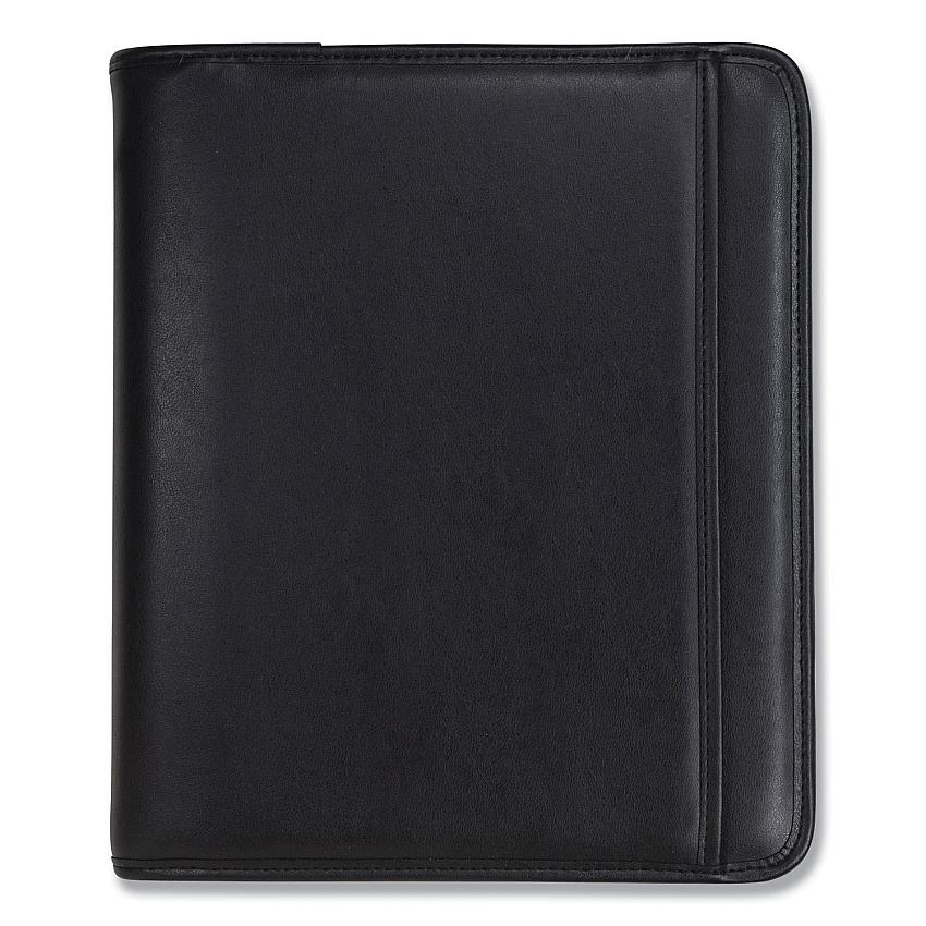 Samsill Professional Zippered Pad Holder/Ring Binder, Pockets, Writing Pad, Vinyl Black (15650)