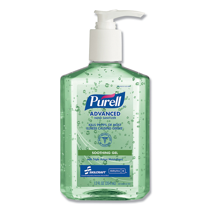AbilityOne 8520015223887, PURELL Liquid Hand Sanitizer with Aloe, 12 oz, Pump Bottle, 12/Box