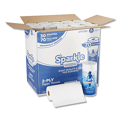 Georgia Pacific Professional Sparkle ps Premium Perforated Paper Kitchen Towel Roll, 2-Ply, 11 x 8.8, White, 70 Sheets, 30 Rolls/Carton (2717201)