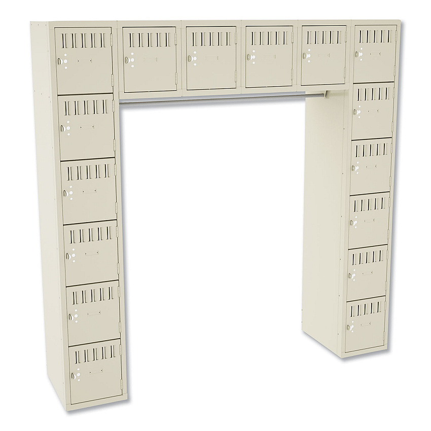Tennsco Sixteen Box Compartments and Coat Bar, 72w x 18d x 72h, Sand (SRS721872ASD)