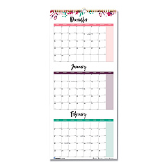 Blueline 3-Month Wall Calendar, Colorful Leaves Artwork, 12.25 x 27, White/Multicolor Sheets, 12-Month (Jan to Dec): 2023 (C171129)
