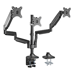Alera AdaptivErgo Triple Arm with USB for 32" Monitors, 360 deg Rotation, +90/-90 deg Tilt, 90 deg Pan, Black, Supports 15.4 lb (ALEAEMA3H)