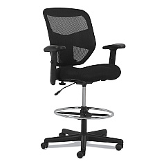 HON Prominent High-Back Task Stool, Supports Up to 250 lb, 21" to 28.1" Seat Height, Black (VL539MM10)