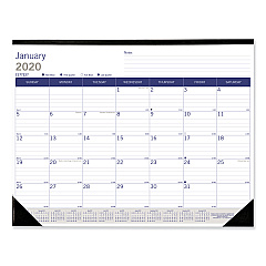 Blueline DuraGlobe Monthly Desk Pad Calendar, 22 x 17, White/Blue/Gray Sheets, Black Binding/Corners, 12-Month (Jan to Dec): 2023 (C177227)
