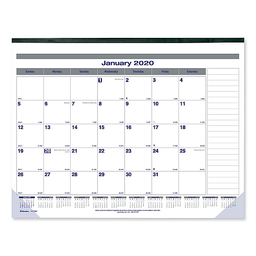 Blueline Net Zero Carbon Monthly Desk Pad Calendar, 22 x 17, White/Gray/Blue Sheets, Black Binding, 12-Month (Jan to Dec): 2023 (C177847)