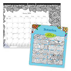 Blueline Monthly Desk Pad Calendar, DoodlePlan Coloring Pages, 22 x 17, Black Binding, Clear Corners, 12-Month (Jan to Dec): 2023 (C2917311)