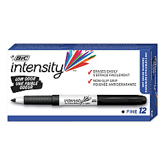 BIC Intensity Low Odor Fine Point Dry Erase Marker, Fine Bullet Tip, Black, Dozen (GDE11BK)