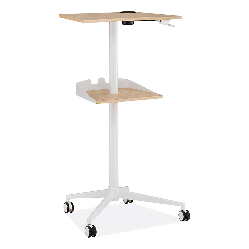 Safco VUM Mobile Workstation, 25.25" x 19.75" x 35.5" to 47.75", Natural/White (1944NA)