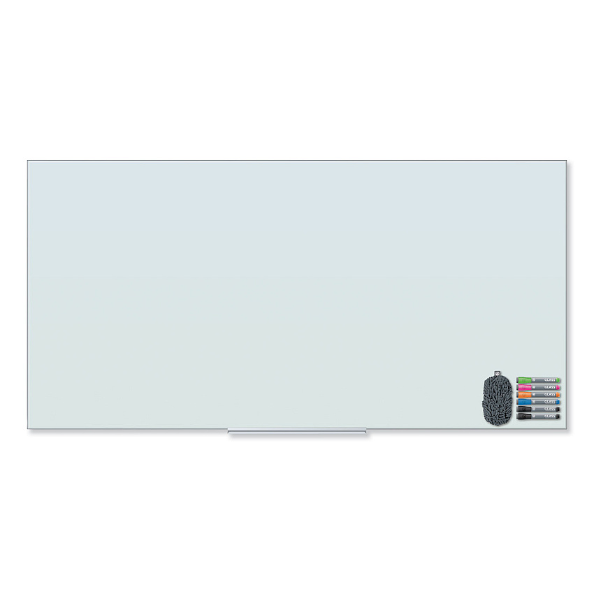 U Brands Floating Glass Dry Erase Board, 72 x 36, White (3978U0001)