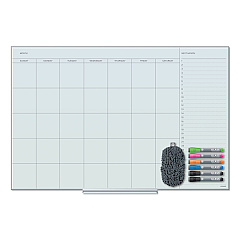 U Brands Floating Glass Dry Erase Undated One Month Calendar, 36 x 24, White (3967U0001)