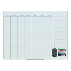 U Brands Floating Glass Dry Erase Undated One Month Calendar, 48 x 36, White (3969U0001)