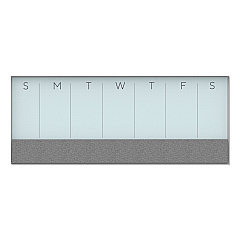 U Brands 3N1 Magnetic Glass Dry Erase Combo Board, 35 x 14.25, Week View, White Surface and Frame (3199U0001)
