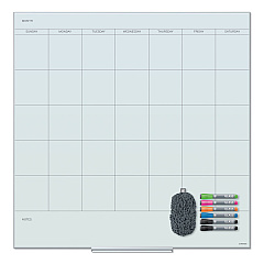 U Brands Floating Glass Dry Erase Undated One Month Calendar, 36 x 36, White (3968U0001)