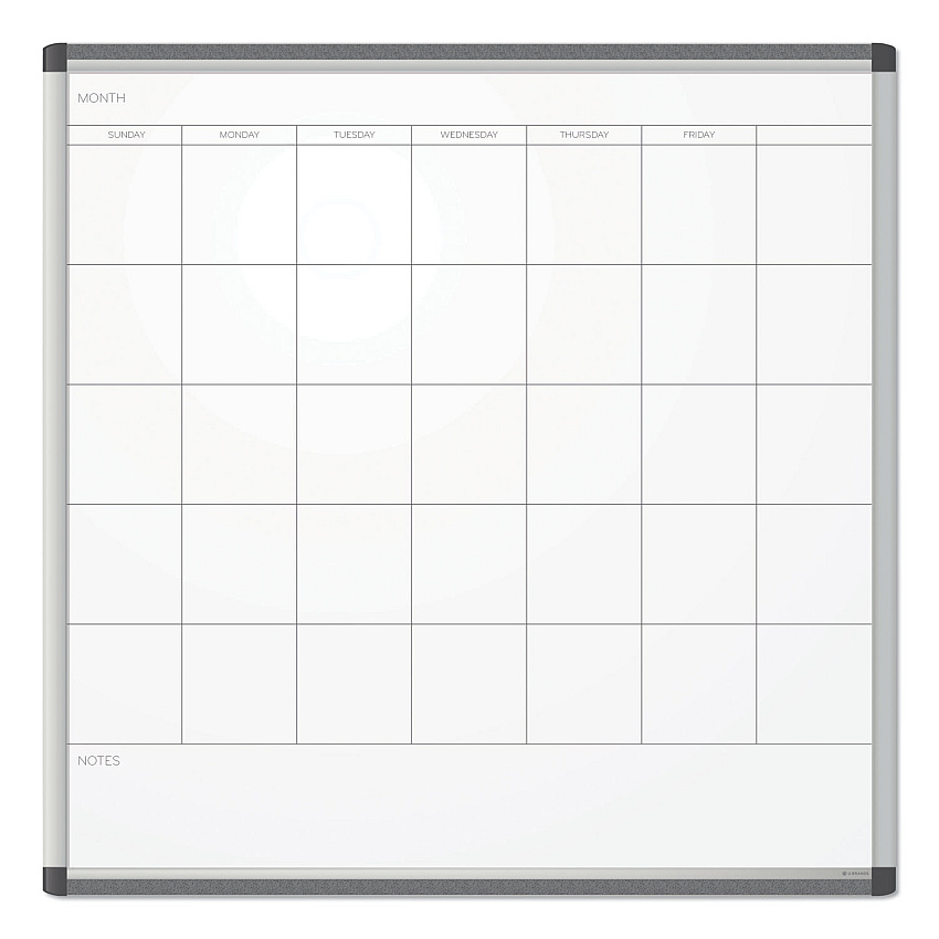 U Brands PINIT Magnetic Dry Erase Undated One Month Calendar, 36 x 36, White (2902U0001)
