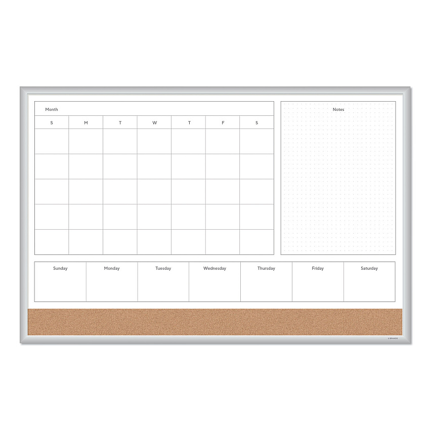 U Brands 4N1 Magnetic Dry Erase Combo Board, 36 x 24, White/Natural (3891U0001)