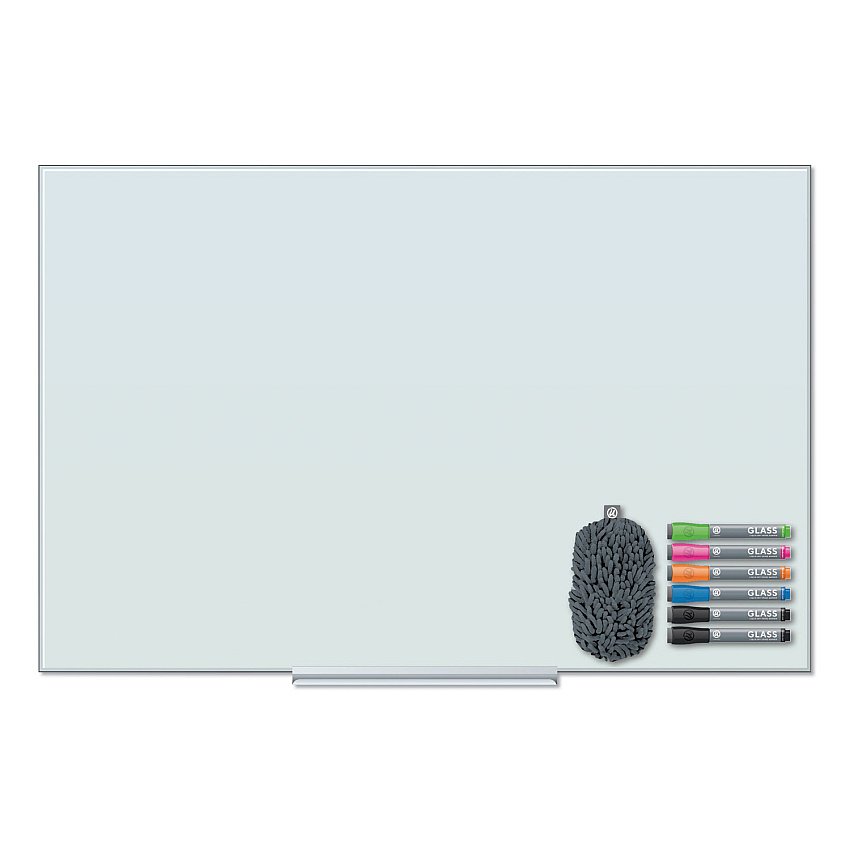 U Brands Floating Glass Dry Erase Board, 36 x 24, White (3975U0001)