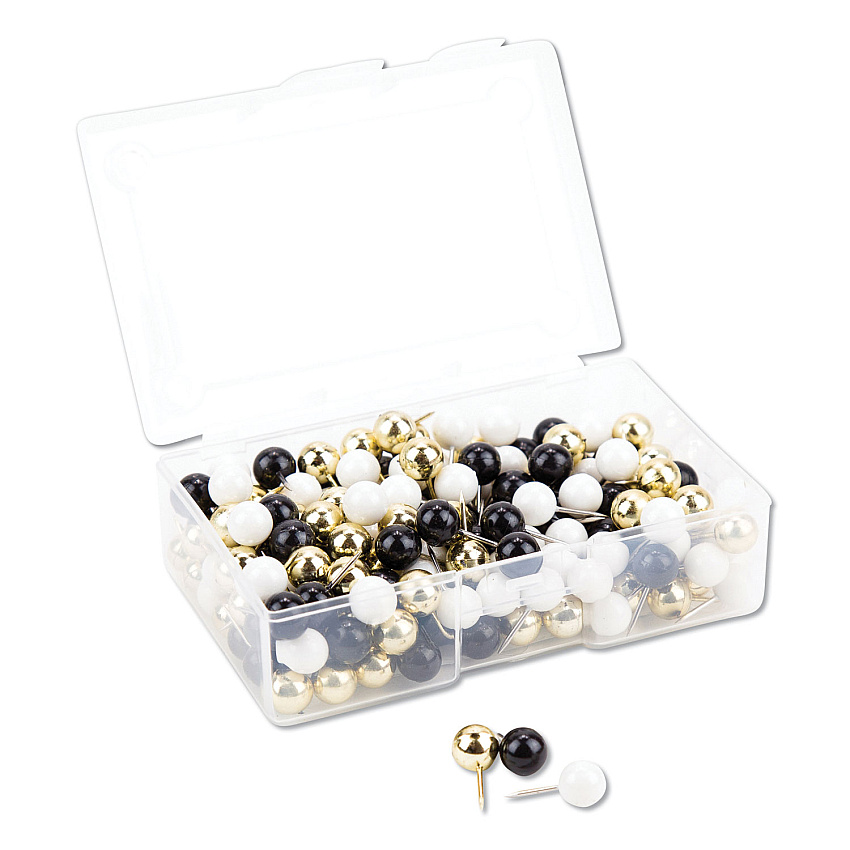 U Brands Fashion Sphere Push Pins, Plastic, Assorted, 7/16", 200/Pack (3084U0624)