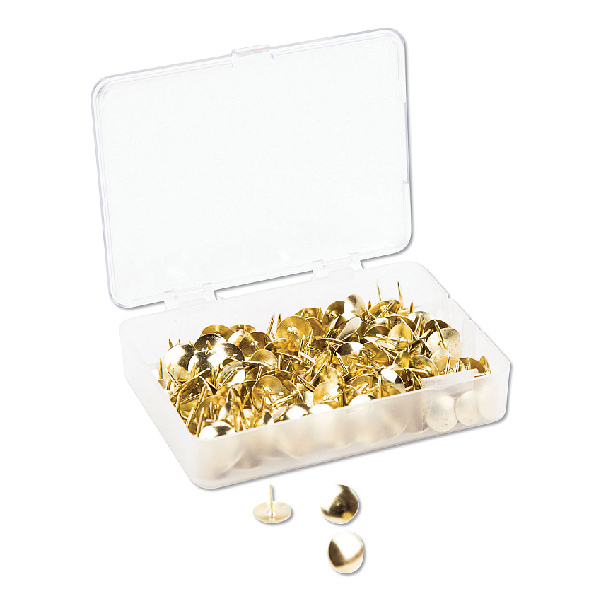 U Brands Fashion Metal Thumbtacks, Metal, Gold, 3/8", 200/Pack (3091U0624)