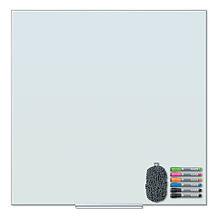 U Brands Floating Glass Dry Erase Board, 36 x 36, White (3976U0001)