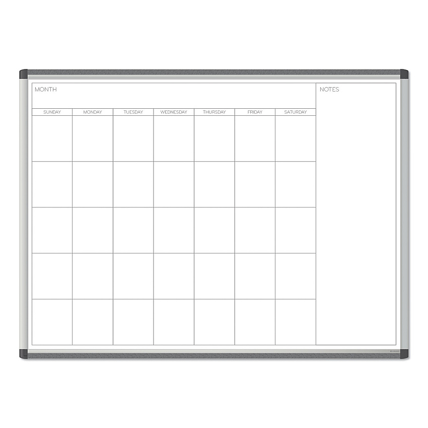 U Brands PINIT Magnetic Dry Erase Undated One Month Calendar, 48 x 36, White (2903U0001)
