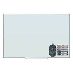 U Brands Floating Glass Dry Erase Board, 48 x 36, White (3977U0001)