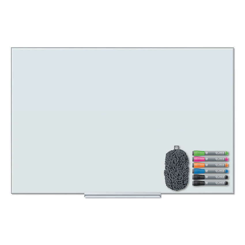 U Brands Floating Glass Dry Erase Board, 48 x 36, White (3977U0001)