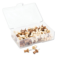 U Brands Fashion Push Pins, Wood, Assorted, 3/8", 100/Pack (3085U0624)