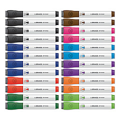 U Brands Chisel Tip Low-Odor Dry-Erase Markers with Erasers, Broad Chisel Tip, Assorted Colors, 24/Pack (2929U0012)
