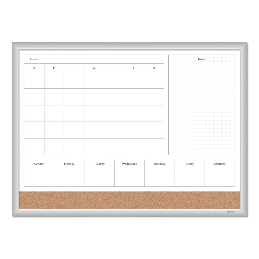 U Brands 4N1 Magnetic Dry Erase Combo Board, 24 x 18, White/Natural (3890U0001)