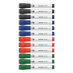 U Brands Chisel Tip Low-Odor Dry-Erase Markers with Erasers, Broad Chisel Tip, Assorted Colors, 12/Pack (3981U0012)