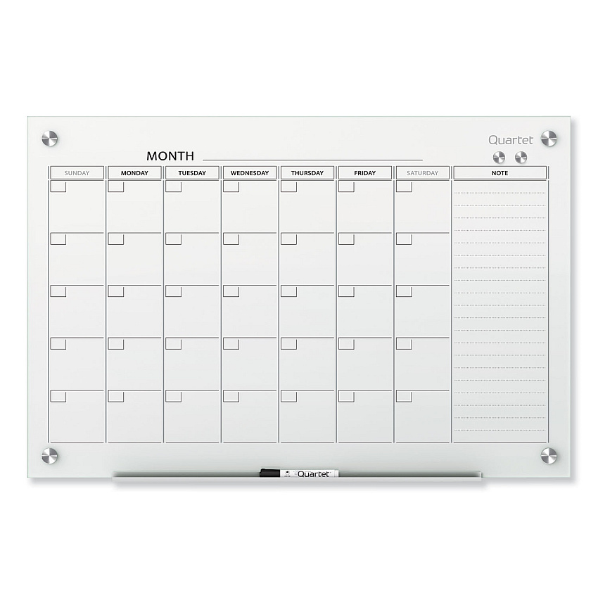 Quartet Infinity Magnetic Glass Calendar Board, 36 x 24 (GC3624F)