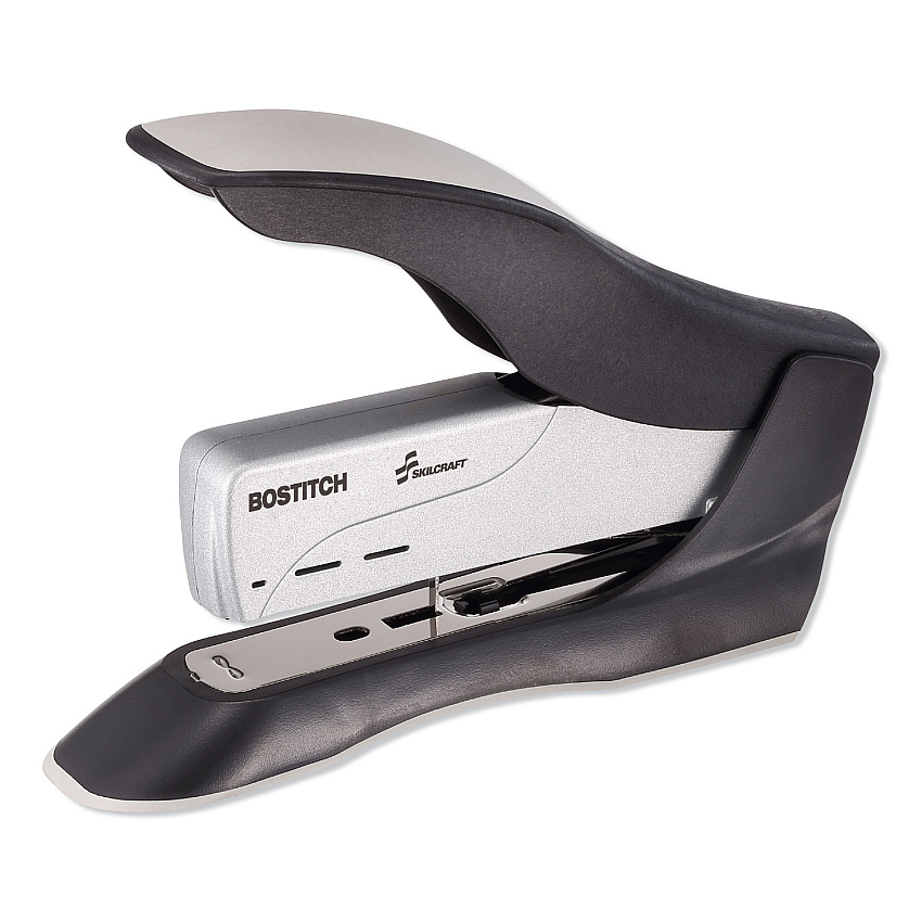 AbilityOne 7520015984238 SKILCRAFT PaperPro Heavy-Duty Spring-Powered Stapler, 100-Sheet Capacity, Black/Silver