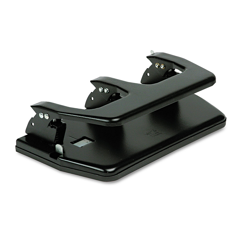 Master 20-Sheet Heavy-Duty Three-Hole Punch, Oversized Handle, 9/32" Holes, Steel, Black (MP3)
