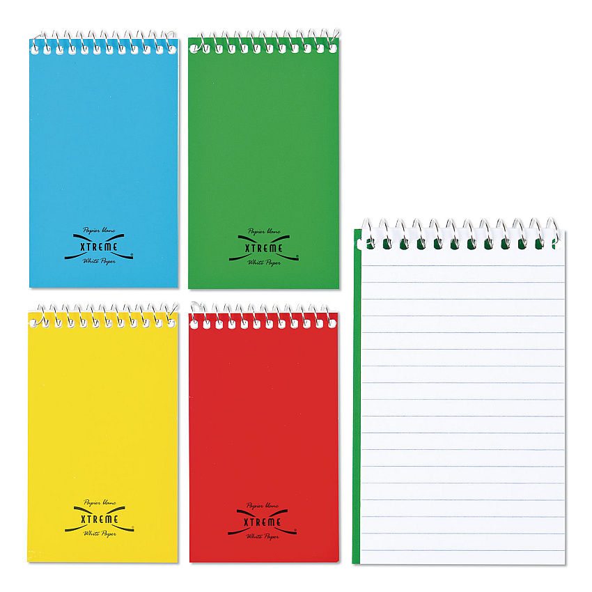National Paper Blanc Xtreme White Wirebound Memo Pads, Narrow Rule, Randomly Assorted Cover Colors, 60 White 3 x 5 Sheets (31120)