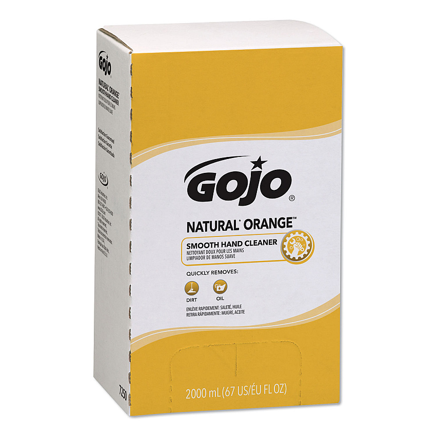 GOJO NATURAL ORANGE Smooth Lotion Hand Cleaner, Citrus Scent, 2,000 mL Bag-in-Box Refill, 4/Carton (7250)