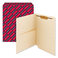 Smead Heavyweight Manila End Tab Fastener Folders with Interior Front-Cover Pocket, 1 Fastener, Letter Size, Manila, 50/Box (34100)